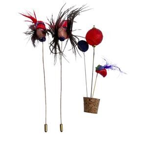 VTG Red Hat Society Hatpins Stick Pins Lot of 5 Grandmacore Grannycore